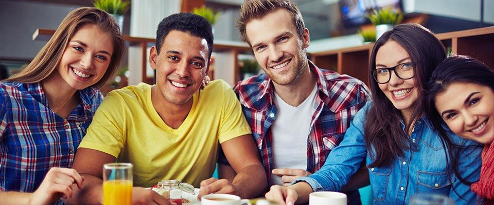 College students meeting up for lunch