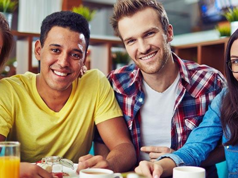 College students meeting up for lunch