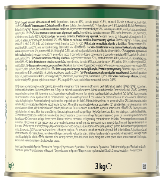 Ingredience a složení drcených rajčat značky BUITONI